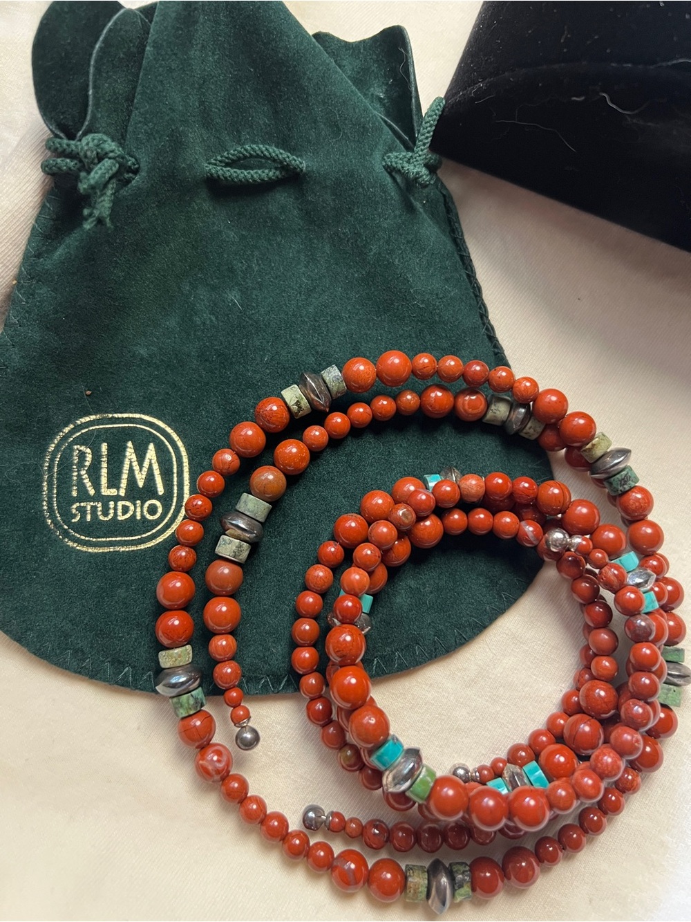 RLM Studio Sterling Silver Red Jasper Bead Choker and Bracelet
